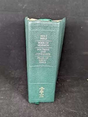 LDS Quad Scriptures Holy Bible Book Of Mormon 7.5 X 5.5” Indexed Leather • $36.99