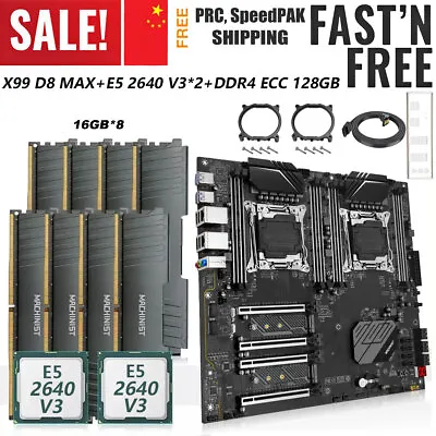 X99 Motherboard LGA 2011-3 2Pcs Xeon E5 2640 V3 CPU & 128G DDR4 ECC RAM Combo • $372.99