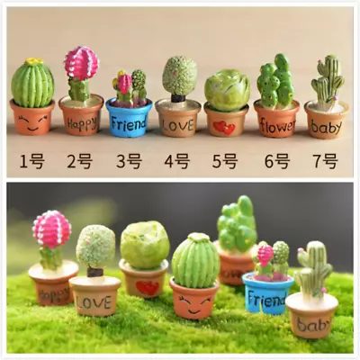 7PCS Dollhouse Miniature Garden Plant Cactus Kit Potted Plant 1/12 Scale Resin • $9.99