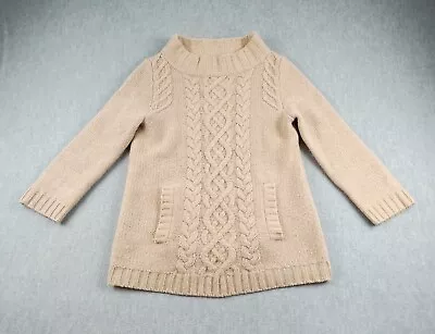 J Crew Sweater Wool Cashmere Womens XS Brown Cable Knit Pockets 3/4 Sleeves • $18.60