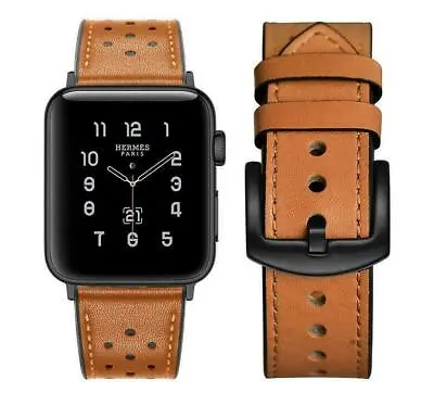$14.99 • Buy Soft Breathable Genuine Leather Band For Apple Watch Strap Series 38 40 42 44 Mm