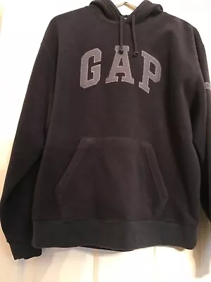 Gap Navy Hooded Fleece Top With Grey GAP Logo Front Pouch Good Used Condition • £11.99