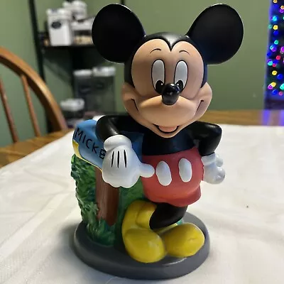 Vintage Mickey Mouse W/ Mailbox Hard Plastic PVC Coin Piggy Bank Disney 8  • $12.50