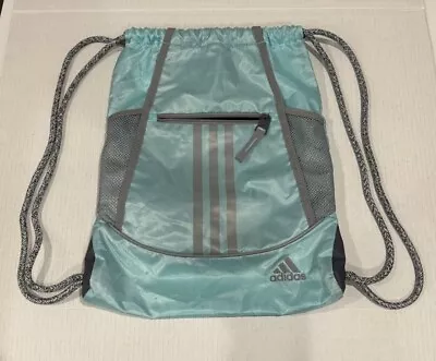 Adidas Alliance Sackpack Ice Blue/Grey Drawstring • $13
