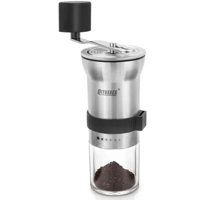 Coffee Bean Grinder - Manual Hand Stainless Ceramic Burr Core Glass Jar Nut Mill • $28.99