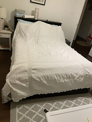 Vintage Handmade Coverlet Mattress Cover White Angels Full/Queen • $44.99