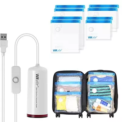 VMSTR 8 Pack Travel Vacuum Storage Bags With USB Electric Pump Compression • $44.93