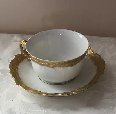 Vintage • Limoges Pour Dulin & Martin Co. Washington • Cup & Saucer • Gold Rim • $19.95