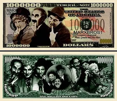 Marx Brothers Groucho Million Dollar Bill Funny Money Novelty Note + FREE SLEEVE • $1.69