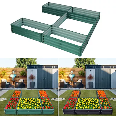 Garden Metal Raised Bed Vegetable Flowers Planter Box Splicable Grow Trough Tub • £55.95