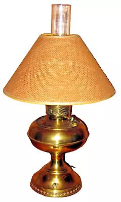 VTG Electrified Old Brass Kerosene Table Lamp With Shade • $30