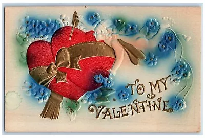 C1910's Valentine Hearts Arrow Pansies Flowers Airbrushed Embossed Postcard • $9.72