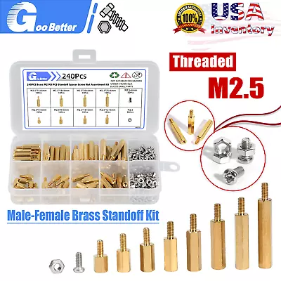 240 Pcs M2.5 Male Female Brass Spacer Standoff Screw Nut Assortment Kit For PCB • $13.50