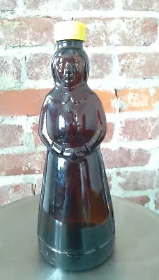 Vintage Mrs. Butterworth Amber Brown Glass Syrup Bottle With Lid 10 Inch • $8.50