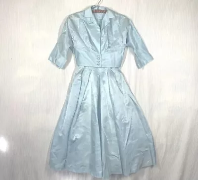 Vtg 50s New Look Dress Set Two Piece Sky Blue Cinderella Full Skirt Shelf Bust S • $89