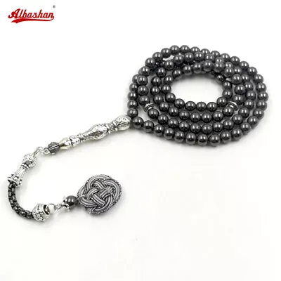 Tasbih Natural Hematite 99 Prayer Beads Muslim Islamic Rosary Eid Gift Misbaha • $12.15