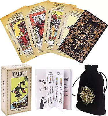 Tarot Cards Deck For Beginners With Meanings On Them Vintage Card With Guidebook • $16.44