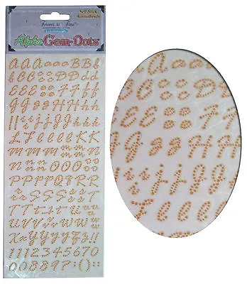 Card Making Stickers Sheet Alphabet Letters & Numbers Gem Embellishment - Gold • £2.95