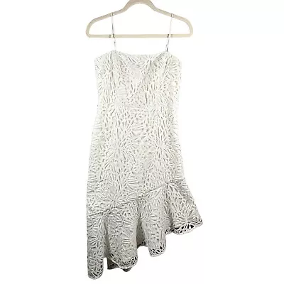 NWT Milly Diara Embroidered Lace White Sheath Dress Size 4- 3D Asymmetrical Hem • $135.84