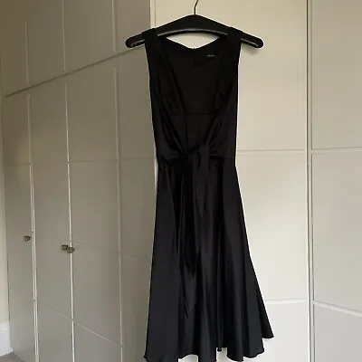 NEW Tara Jarmon Black Cotton Sateen Fit & Flare Dress-Size 42/UK 14 • £30