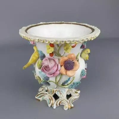 Good Early 19thC Spode Minton Flower Shell Bird Encrusted Vase • $12.62