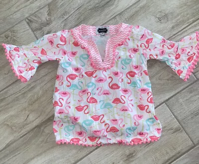 Mud Pie 12-18 Months Beach Cover Up Pom Poms Pink Flamingos  • $15.95