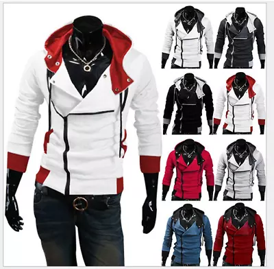 Men Stylish Creed Hoodie Zipper Coat Cosplay For Assassins Jacket Costume Coat • $17.54