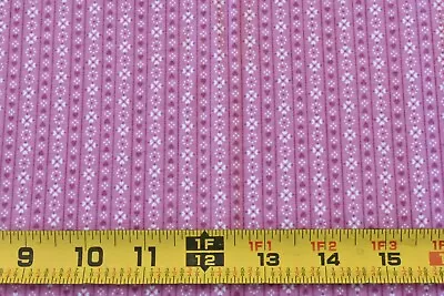 By 1/2 Yd Vintage Pink & Cream Floral Striped Quilt Cotton Manes V44 • $5.25