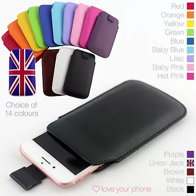 Premium Quality Leather Pull Tab Pouch Case Cover Protective Holster✔Red • £4.99