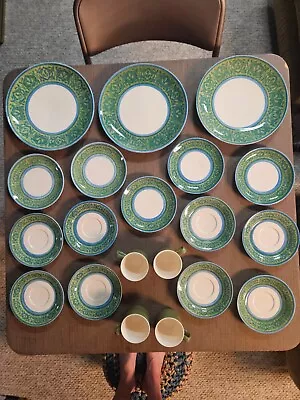 20 Pc Set VINTAGE Clear Day Royal China Ironstone Plate Dessert Cup Saucer MCM • $45