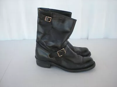 VTG Black 80's Steel Toe Engineer Motorcycle Work Boots 6460 Mens 10.5 • $295