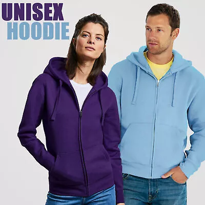 Unisex Womens Mens Hooded Sweatshirt Plus Size Zipped Hoodie Cotton Rich XS-3XL • £10.49