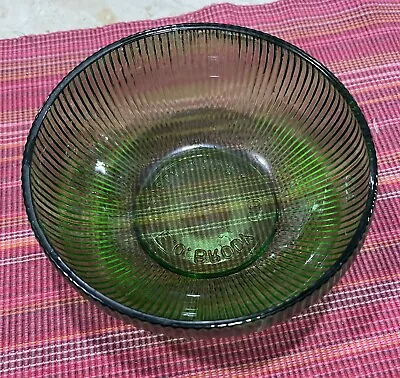 Vintage E.O BRODY CO. 6  Green Ribbed Glass Bowl Cleveland OH Made In USA • $19.99