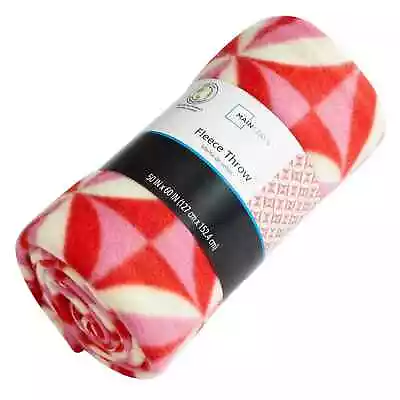 Mainstays Soft Bedroom Blanket Theatre Throw Pink Red White Geometric Print • $13.22