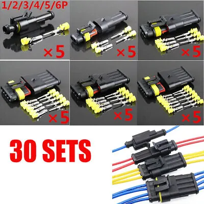 2 3 4 5 6 Pin Way Sealed Waterproof Electrical Wire Connector Plug Car Auto Kit • $17.03