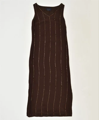 £25.68 • Buy LUISA SPAGNOLI Womens Maxi Dress IT 42 Medium Brown Silk Classic EI06