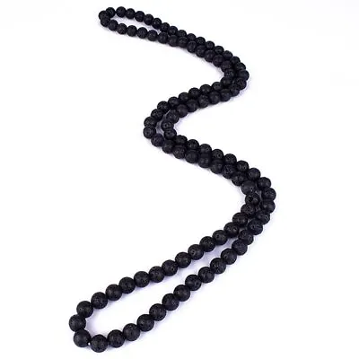 Men's 8mm Natural Tiger Eye Bead Necklace Hematite Lava Obsidian Necklace 24'' • $8.99