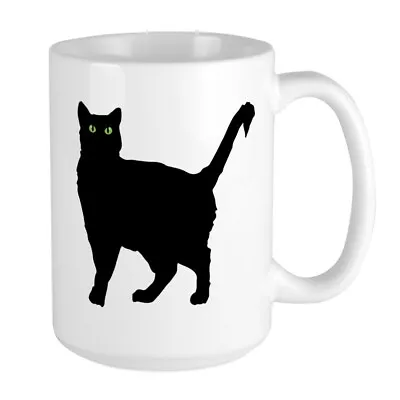 CafePress Black Cat Silhouette Large Mug (199016258) • $20.99