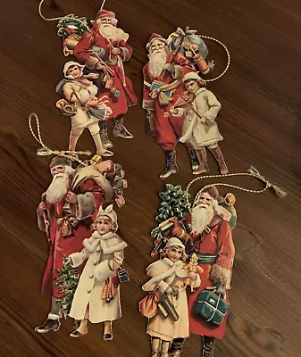 Vtg 1984 Merrimack Publishing Victorian Santa & Girl Christmas Ornaments - 4 • $14.50