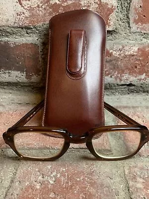 Vintage USS Eyeglasses Frames 4 1/2 - 5 3/4 Brown Thick Rim Military • $24.99