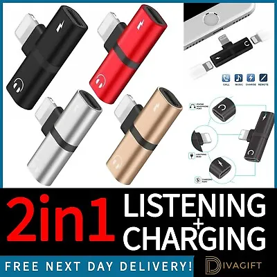 £3.78 • Buy Apple IPhone 2in1 Adapter Splitter Dual Headphone Aux Audio Charger All Devices
