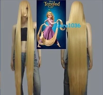 150cm Wig Disney Movie Tangled Rapunzel Cosplay Long Blonde Full Wavy Adult Wigs • £25.28