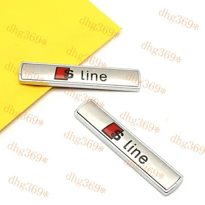 2x Metal Chrome Sline Car Trunk Fender Emblem Badge Sticker Decal For A4 A7 Q7 • £16.74