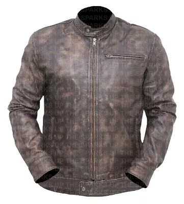 MacGyver Series Angus Costume Lucas Till Stylish Wear Distressed Leather Jacket • $132.46