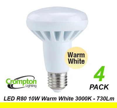 4 X LED 10W Reflector Light Globes Bulbs R80 Screw E27 Warm White 3000K 730Lm • $40.52