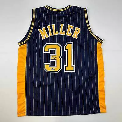 Facsimile Autographed Reggie Miller Indiana Blue Pinstripe Reprint Jersey XL • $74.99