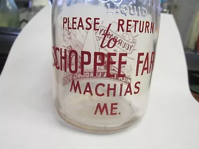 Machias ME. Schoppee Farm TRPP Milk Bottle MAINE (picture Of Food & Lg Bottle) • $29.99