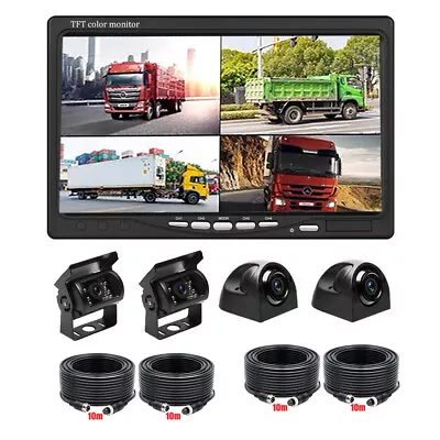 7  Split Monitor 4 Rear Side View Backup Camera System For Semi Box Truck RV Bus • $129