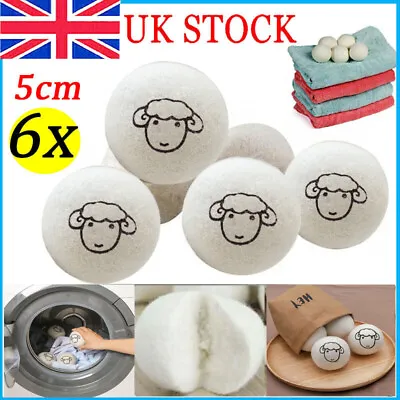 6/10x Reusable Wool Tumble Dryer Ball Natural Laundry Pactical Clean Set • £9.99