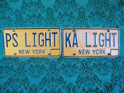 Vintage New York License Plates (2) Orange With Blue Letters Circa 1980's  • $25